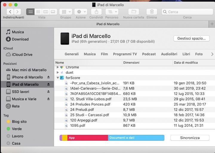Importare brani su ForScore dal Mac