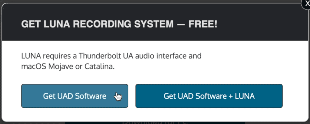 Download UAD Software + Luna